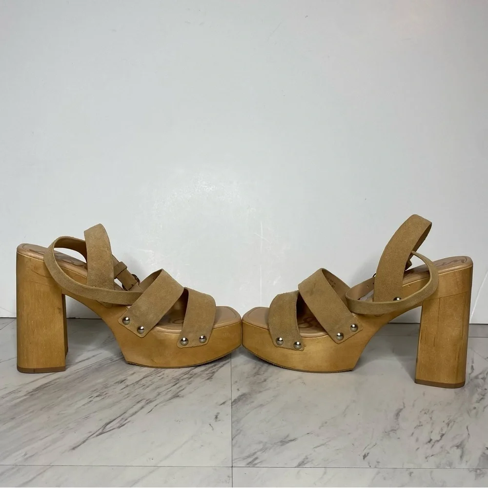 Sam Edelman Rosalind Tan Platform Heeled Sandal 9.5